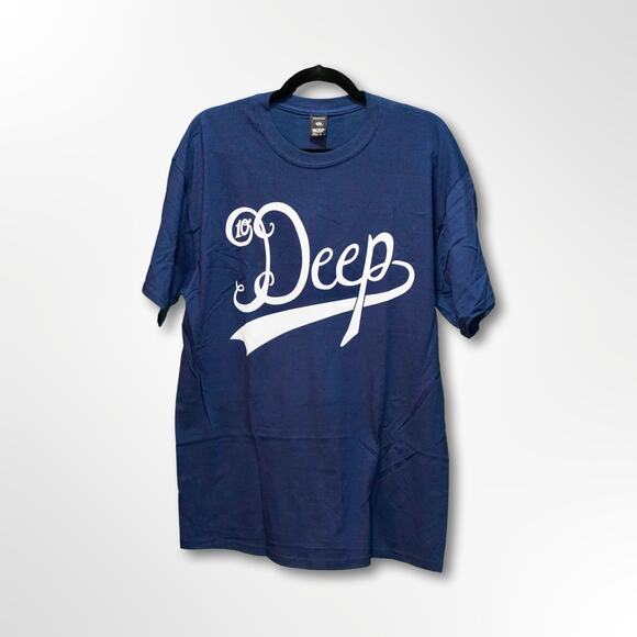 10.Deep Men's Blue & White Graphic T-Shirt - Size Large - Picture 1 of 2